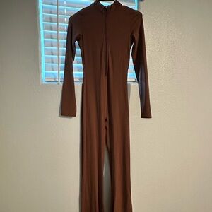 Brown Long Sleeve Jumpsuit